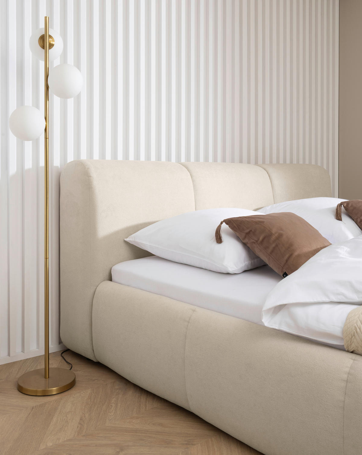 POLSTERBETT Lattenrost, Bettkasten 140/200 cm  in Beige  - Beige/Buchefarben, KONVENTIONELL, Holz/Kunststoff (140/200cm) - Boxxx