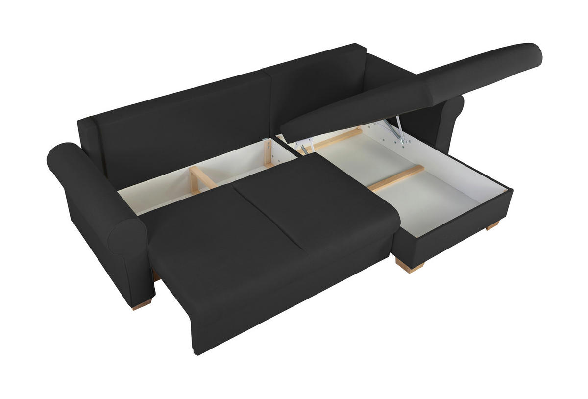ECKSOFA in Anthrazit  - Anthrazit/Buchefarben, Design, Holz/Textil (266/161cm) - MID.YOU