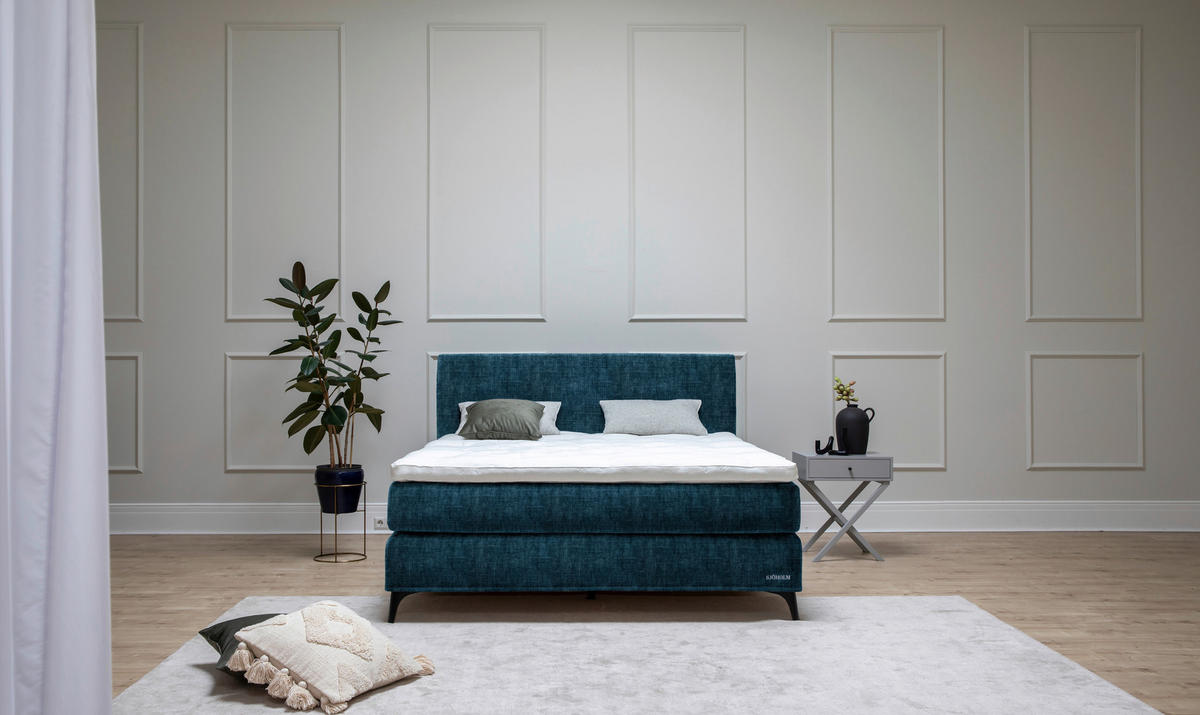 BOXSPRINGBETT 200/220 cm  in Petrol  - Petrol/Schwarz, Konventionell, Holz/Textil (200/220cm) - Sjöholm