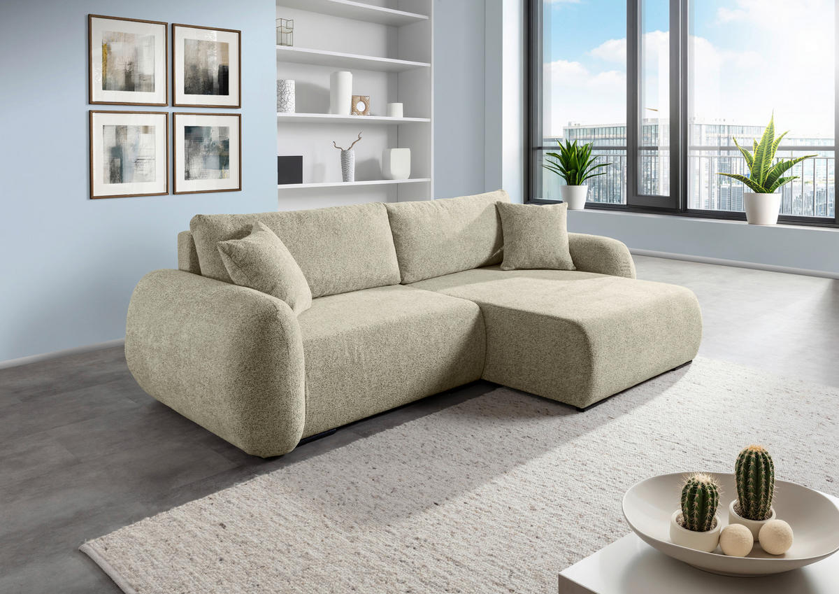 ECKSOFA Mintgrün Flachgewebe Zierkissen, Rückenkissen, Bettkasten, Schlaffunktion, Rücken echt, Liegefläche im Originalstoff  - Schwarz/Mintgrün, KONVENTIONELL, Kunststoff/Textil (250/145cm) - Carryhome