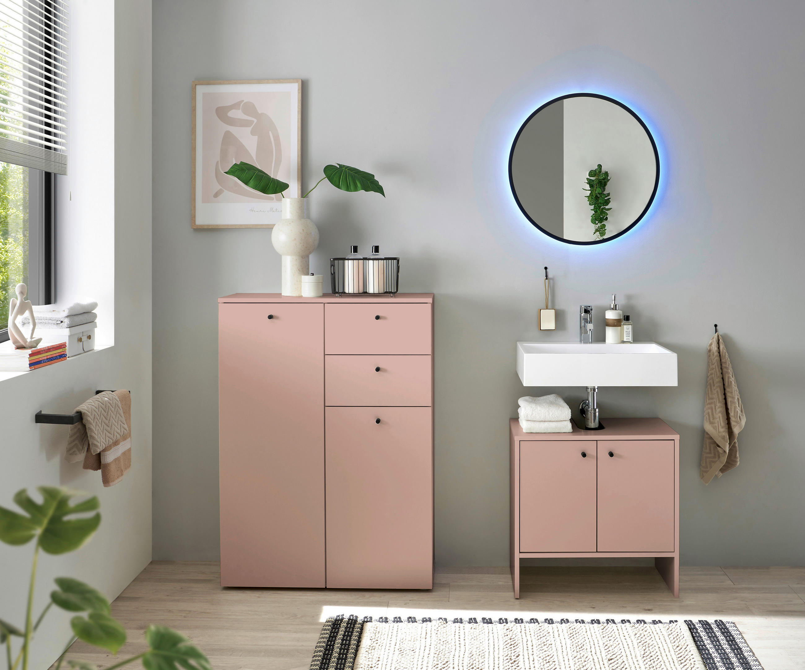 MIDISCHRANK 80/110/30 cm  - Schwarz/Rosa, MODERN, Holzwerkstoff/Kunststoff (80/110/30cm) - MID.YOU