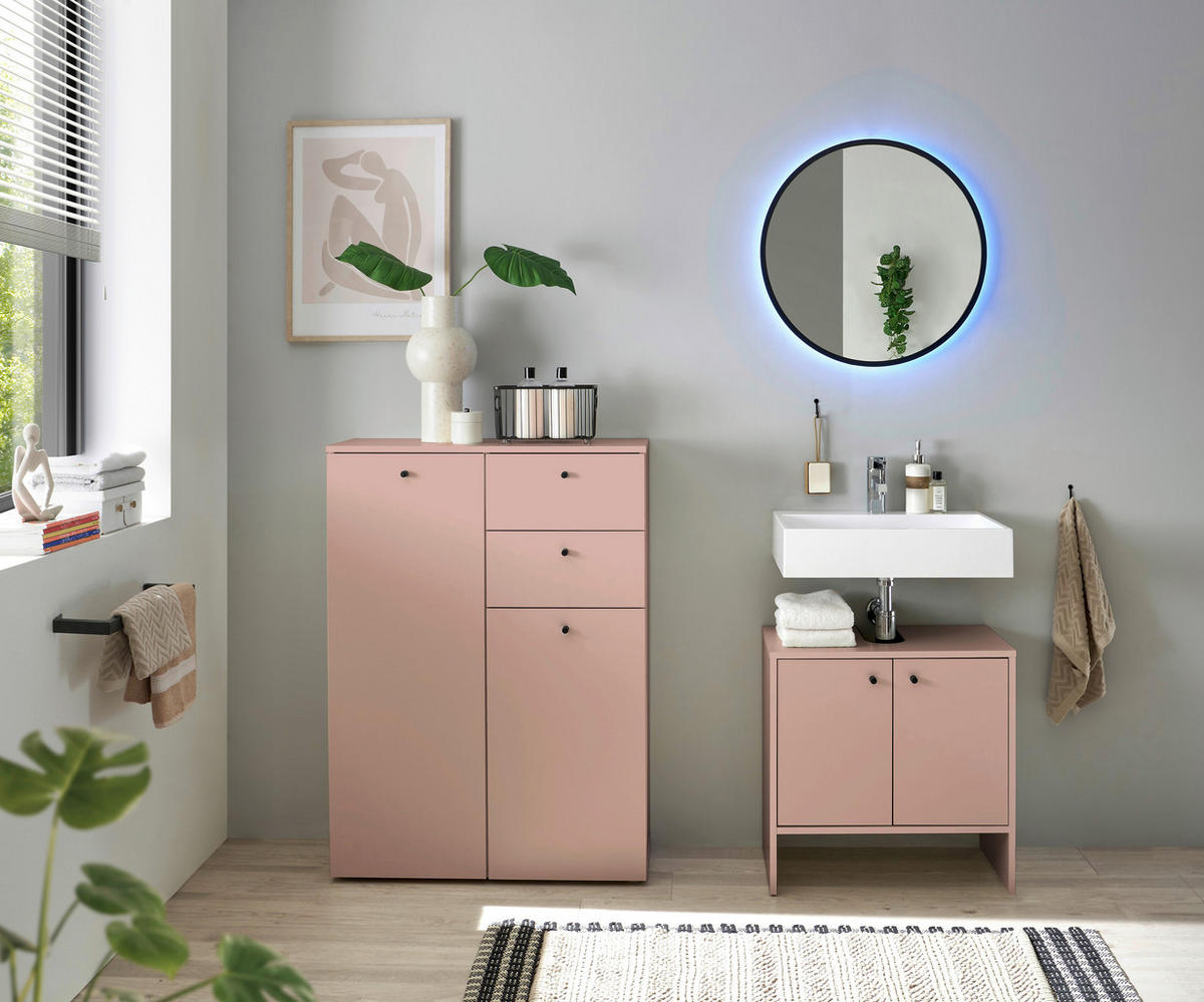 MIDISCHRANK 80/110/30 cm  - Schwarz/Rosa, MODERN, Holzwerkstoff/Kunststoff (80/110/30cm) - MID.YOU