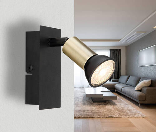 PROIECTOR - auriu/negru, Design, metal (6/9/10,5cm) - Globo