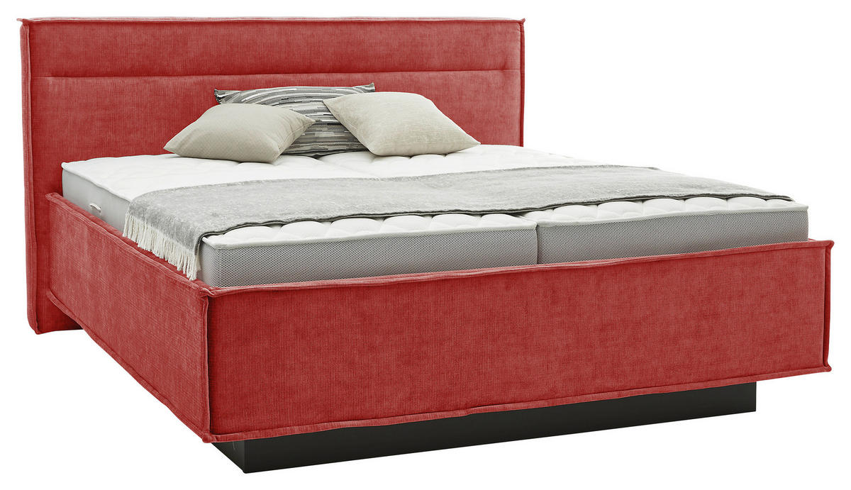 POLSTERBETT gepolstertes Kopfteil, Bettkasten, Lattenroste, Matratzen 180/200 cm  in Rot  - Schieferfarben/Rot, Design, Textil (180/200cm) - Musterring