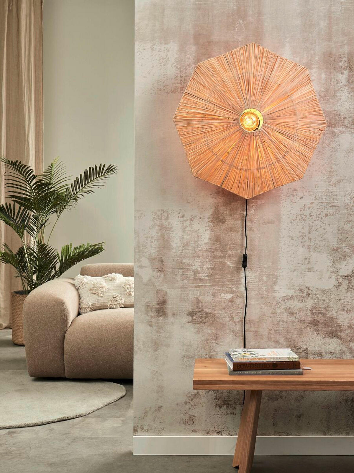 VÄGGLAMPA 45/7 cm   - ljusbrun, Basics, naturmaterial (45/7cm) - Good & Mojo