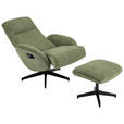 RELAXSESSELSET inkl. Funktion Cord Relaxfunktion, Hocker - Schwarz/Olivgrün, Design, Textil/Metall (75/106/74cm) - Xora