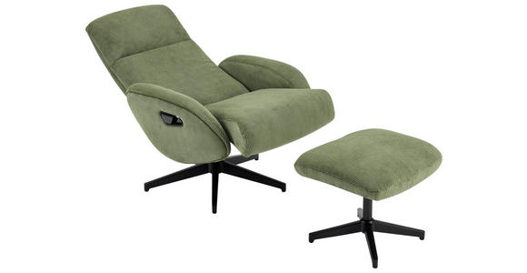 RELAXSESSELSET inkl. Funktion Cord Relaxfunktion, Hocker - Schwarz/Olivgrün, Design, Textil/Metall (75/106/74cm) - Xora