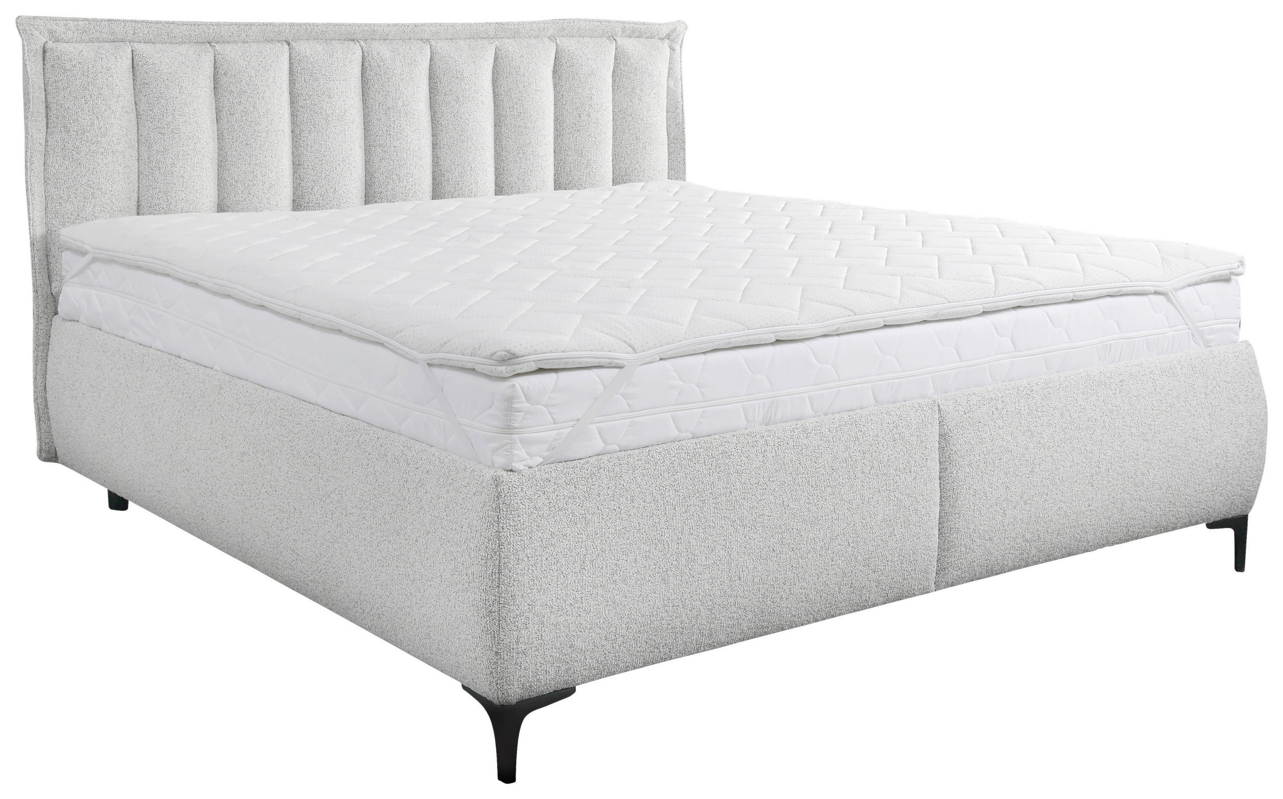 BOXBETT 180/200 cm  in Hellgrau  - Hellgrau/Schwarz, Design, Holz/Holzwerkstoff (180/200cm) - home24