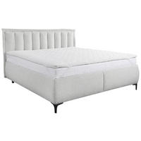 BOXBETT 180/200 cm,  in Hellgrau, Matratze, Lattenrost, Bettkasten, H2 = mittel  - Hellgrau/Schwarz, Design, Holz/Holzwerkstoff (180/200cm) - home24