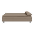 BOXSPRINGSOFA in Flachgewebe Taupe  - Taupe/Silberfarben, Design, Textil/Metall (202/96/105cm) - Carryhome