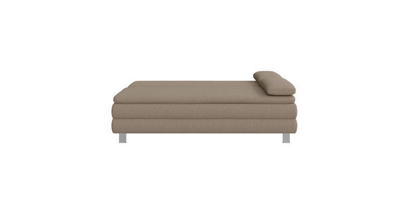 BOXSPRINGSOFA in Flachgewebe Taupe  - Taupe/Silberfarben, Design, Textil/Metall (202/96/105cm) - Carryhome