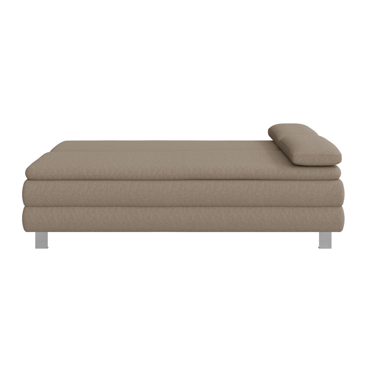 BOXSPRINGSOFA in Flachgewebe Taupe  - Taupe/Silberfarben, Design, Textil/Metall (202/96/105cm) - MID.YOU