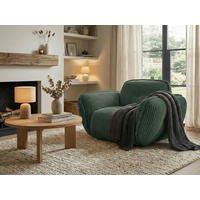 SESSEL in Cord Dunkelgrün  - Dunkelgrün/Schwarz, MODERN, Kunststoff/Textil (123/87/120cm) - Trendmanufaktur