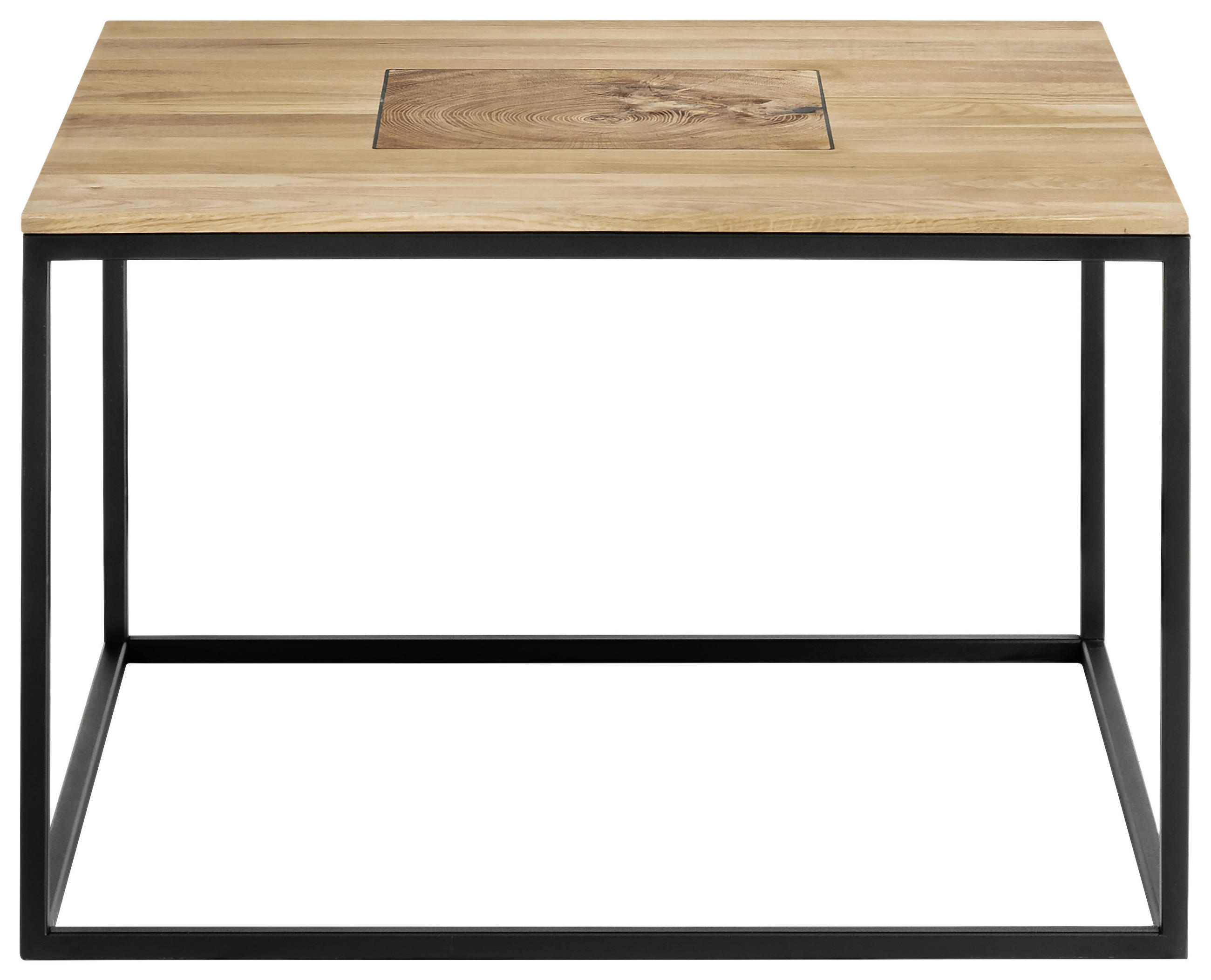 Thumbnail - Johann Jakob Couchtisch, Natur, Schwarz, Metall, Wildeiche, massiv, Hartholz, quadratisch, eckig, Flachrohr, 65x41.5x65 ...