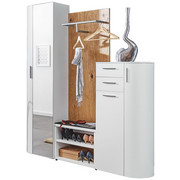 GARDEROBE - Eichefarben/Weiß, Design, Glas/Holz (184,4/205,7/36cm) - Ambiente by Hülsta