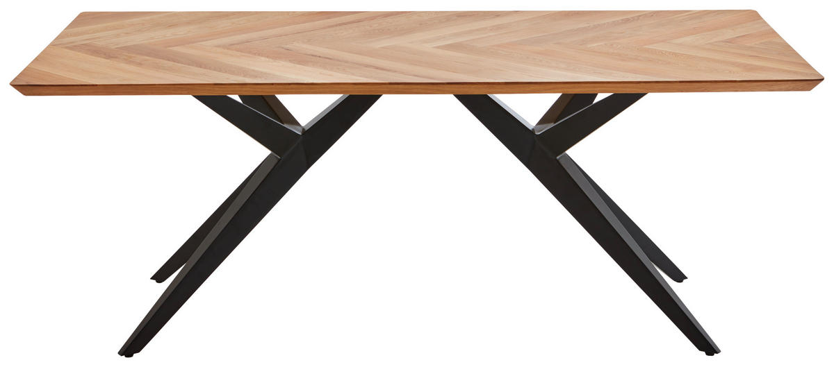 ESSTISCH in Holz 200/100/77 cm  - Eichefarben/Schwarz, Design, Holz/Metall (200/100/77cm) - Valdera