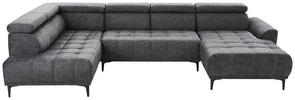 WOHNLANDSCHAFT Graphitfarben Velours  - Schwarz/Graphitfarben, Design, Textil/Metall (191/340/172cm) - Stylife