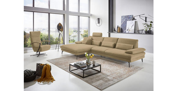 ECKSOFA in Velours Cappuccino 180/310 cm - Schwarz/Cappuccino, Design, Textil/Metall (180/310cm) - Dieter Knoll
