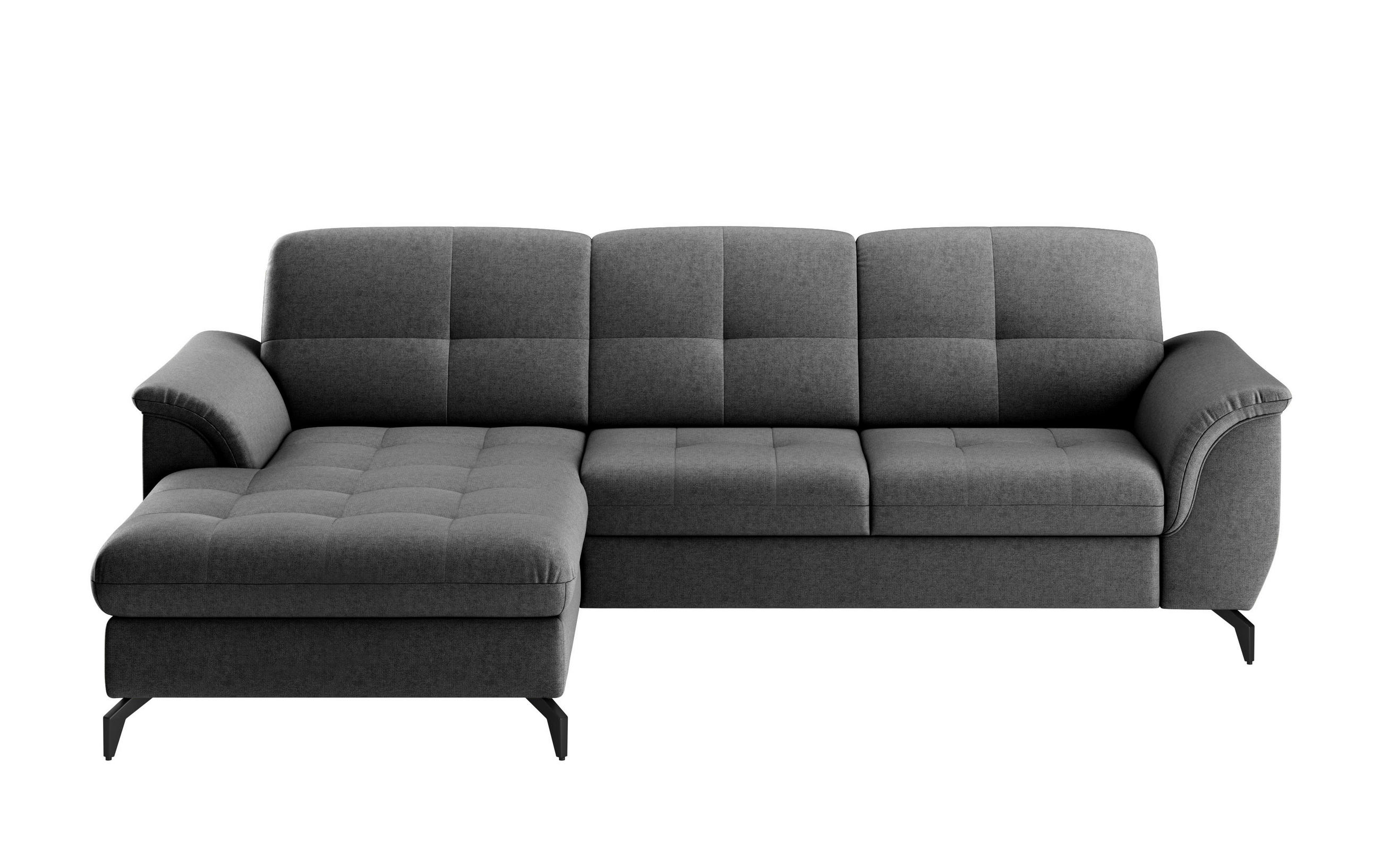 ECKSOFA in Flachgewebe Dunkelgrau  - Dunkelgrau/Schwarz, Modern, Textil/Metall (164/262cm) - Sit & More