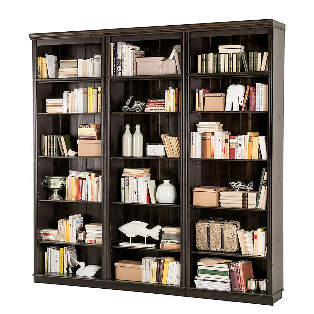 BÜCHERWAND Kiefer massiv Kieferfarben, Dunkelbraun  - Dunkelbraun/Kieferfarben, Design, Holz (223/222/34cm) - Livetastic