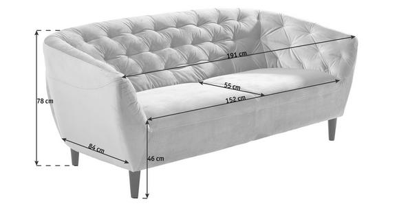 CHESTERFIELD-SOFA in Samt Rosa  - Schwarz/Rosa, Trend, Holz/Textil (191/78/84cm) - Ambia Home