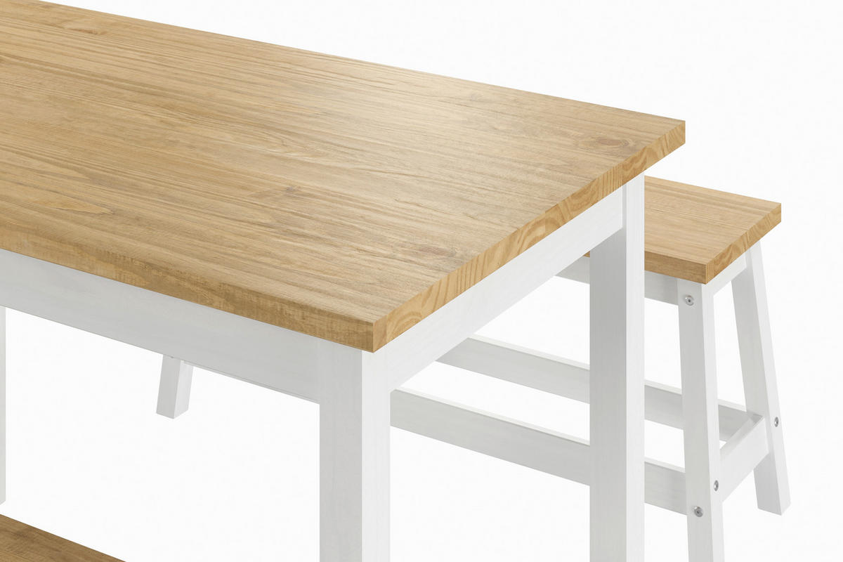 TISCHGRUPPE   - Naturfarben/Weiß, Natur, Holz (120/98/76,5/46/70/28cm) - Livetastic