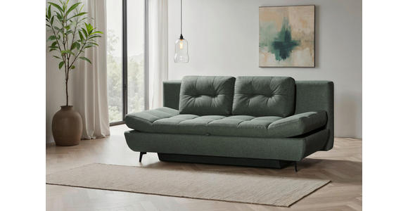 SCHLAFSOFA  in Flachgewebe Grün  - Schwarz/Grün, Design, Textil/Metall (210/92/107cm) - Novel