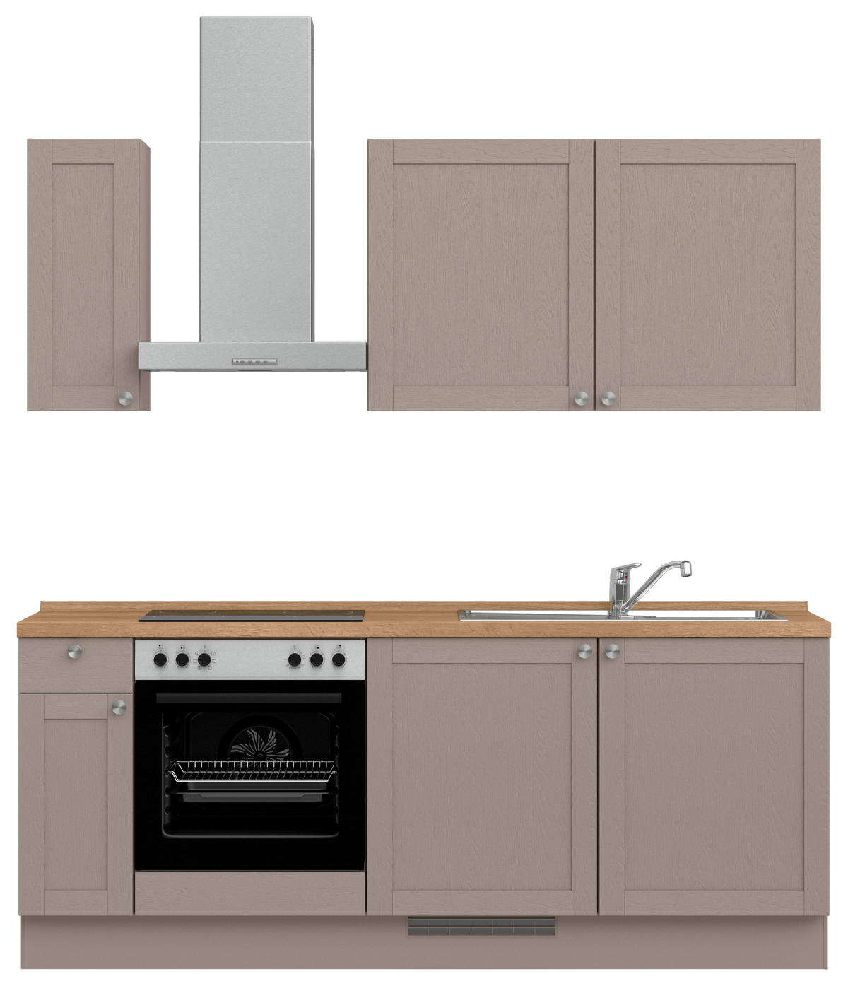 KÜCHENLEERBLOCK Frame 210 cm  in Eichefarben, Beigebraun  - Edelstahlfarben/Eichefarben, MODERN, Holzwerkstoff/Metall (210cm) - Nobilia