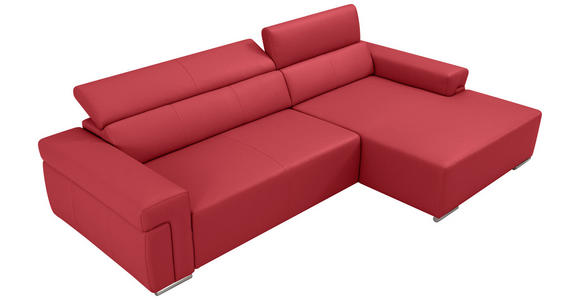 ECKSOFA DUA in Echtleder Rot  293/170 cm  - Chromfarben/Rot, Design, Leder/Metall (293/170cm) - Novel