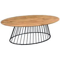 COUCHTISCH Eiche massiv oval Naturfarben, Schwarz  - Schwarz/Naturfarben, Design, Holz/Metall (120/40/65cm) - MID.YOU