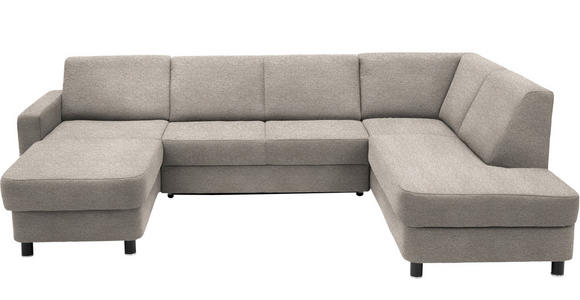 WOHNLANDSCHAFT  in Webstoff Beige  - Beige/Schwarz, Design, Holz/Textil (165/296/198cm) - Xora