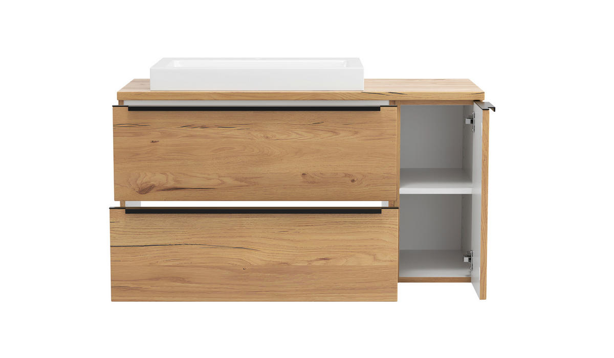 WASCHTISCHKOMBI 105 cm  - Wildeiche/Schwarz, KONVENTIONELL, Keramik/Holzwerkstoff (105cm) - Xora