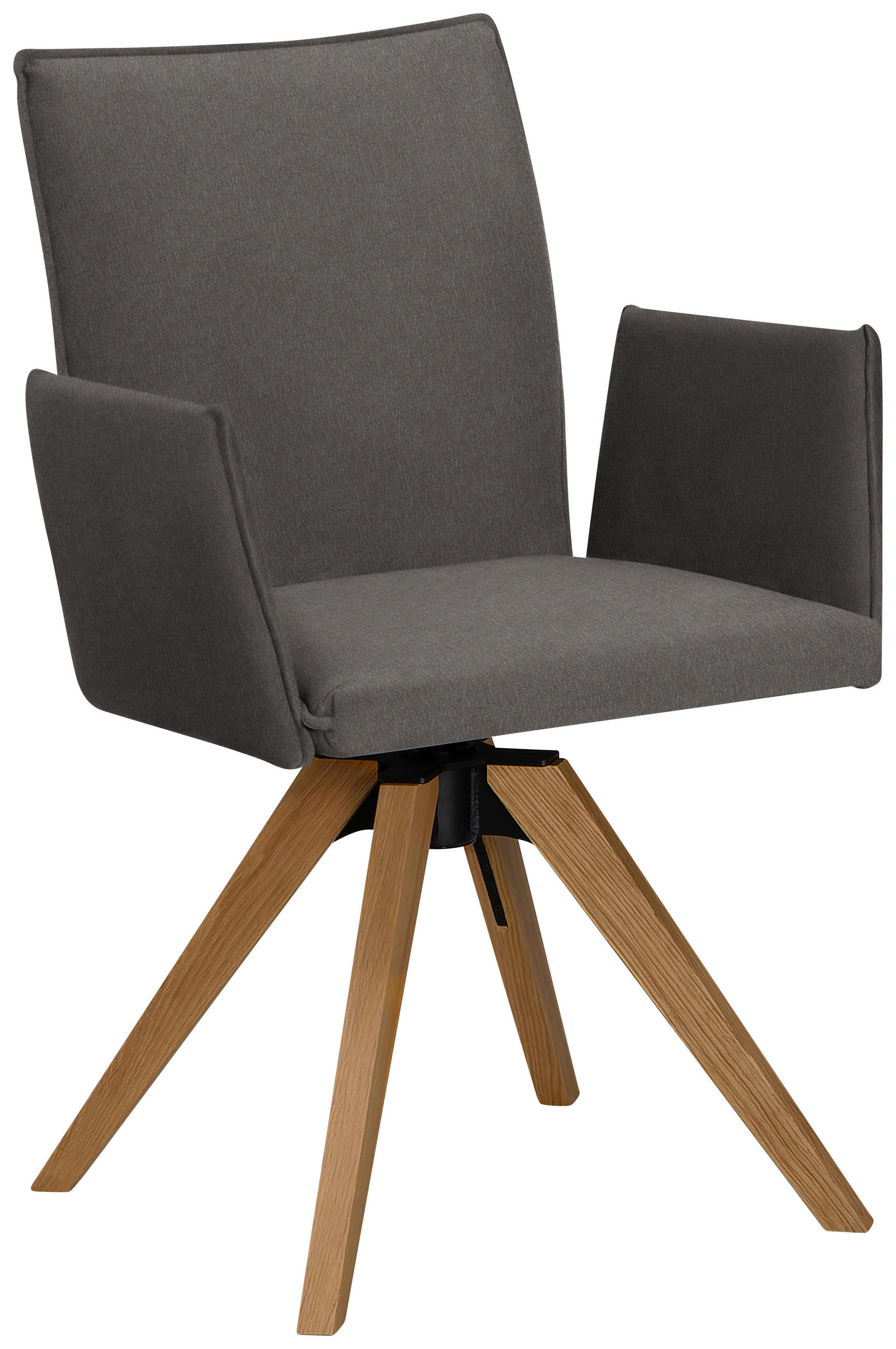 ARMLEHNSTUHL in Lederlook - Eichefarben/Dunkelgrau, KONVENTIONELL, Holz/Textil (64/91/61cm) - Moderano