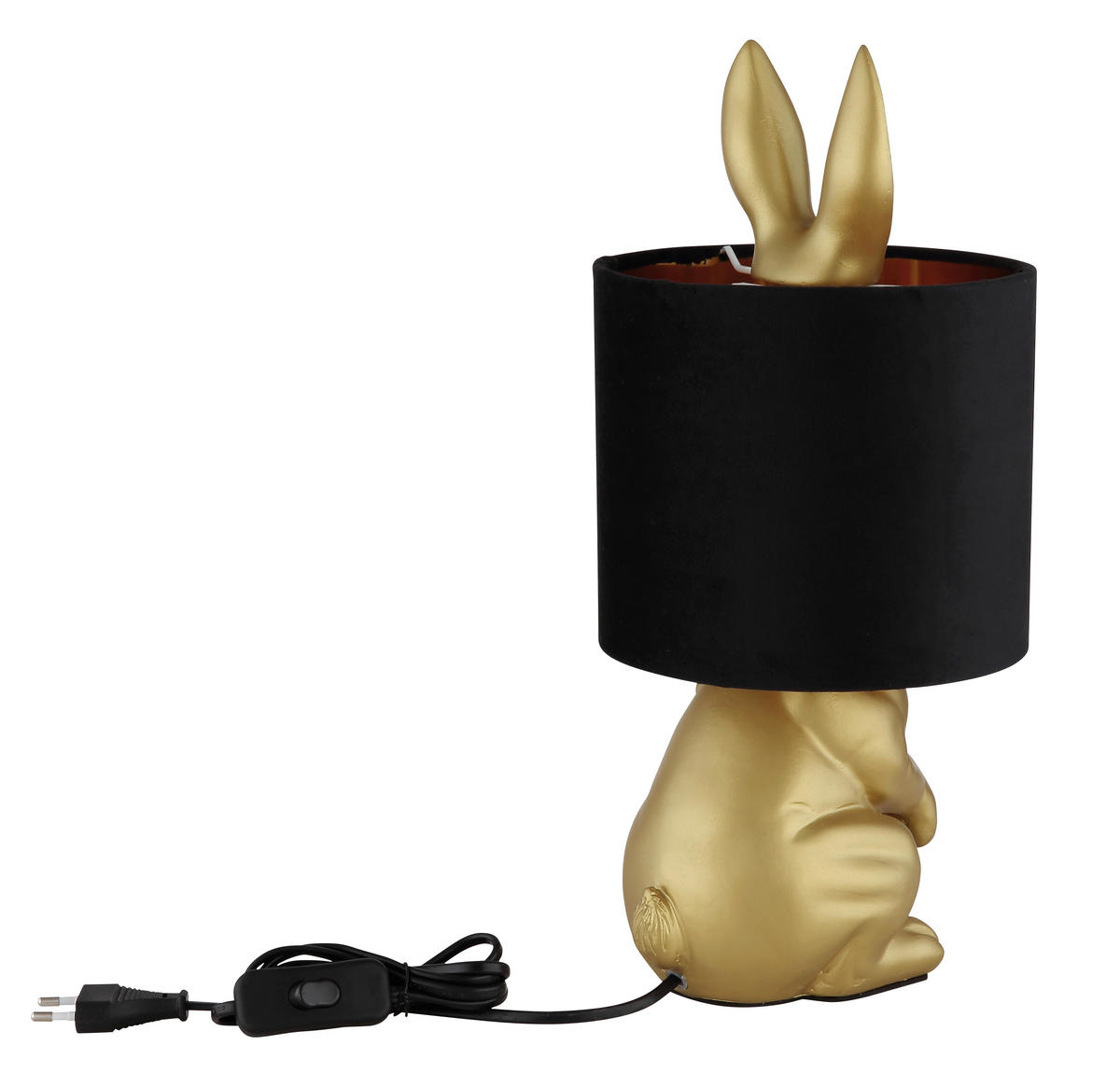 TISCHLEUCHTE - Goldfarben/Schwarz, Trend, Kunststoff/Textil (18/41cm) - Globo