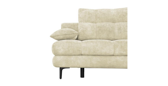 SCHLAFSOFA Chenille Creme Rückenkissen, Armlehnenkissen, Bettkasten, Schlaffunktion, Rücken echt  - Creme/Schwarz, KONVENTIONELL, Textil/Metall (203/94/96cm) - Carryhome