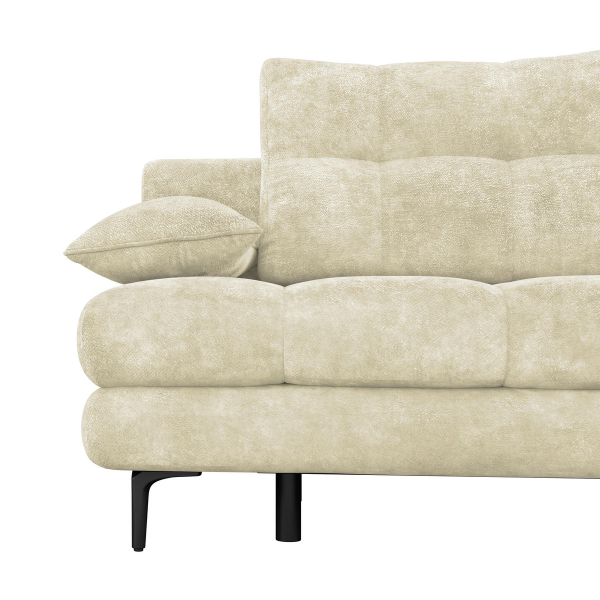 SCHLAFSOFA Chenille Creme  - Creme/Schwarz, Konventionell, Textil/Metall (203/94/96cm) - MID.YOU
