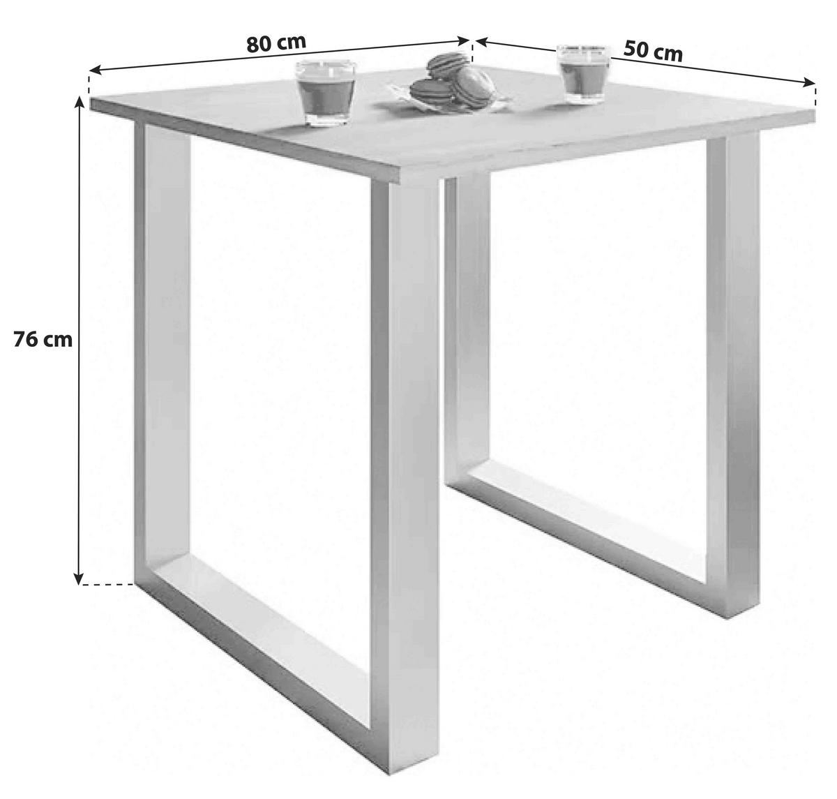 ESSTISCH Silberfarben, Weiß  - Silberfarben/Weiß, Basics, Holzwerkstoff/Metall (80/50/76cm) - MID.YOU