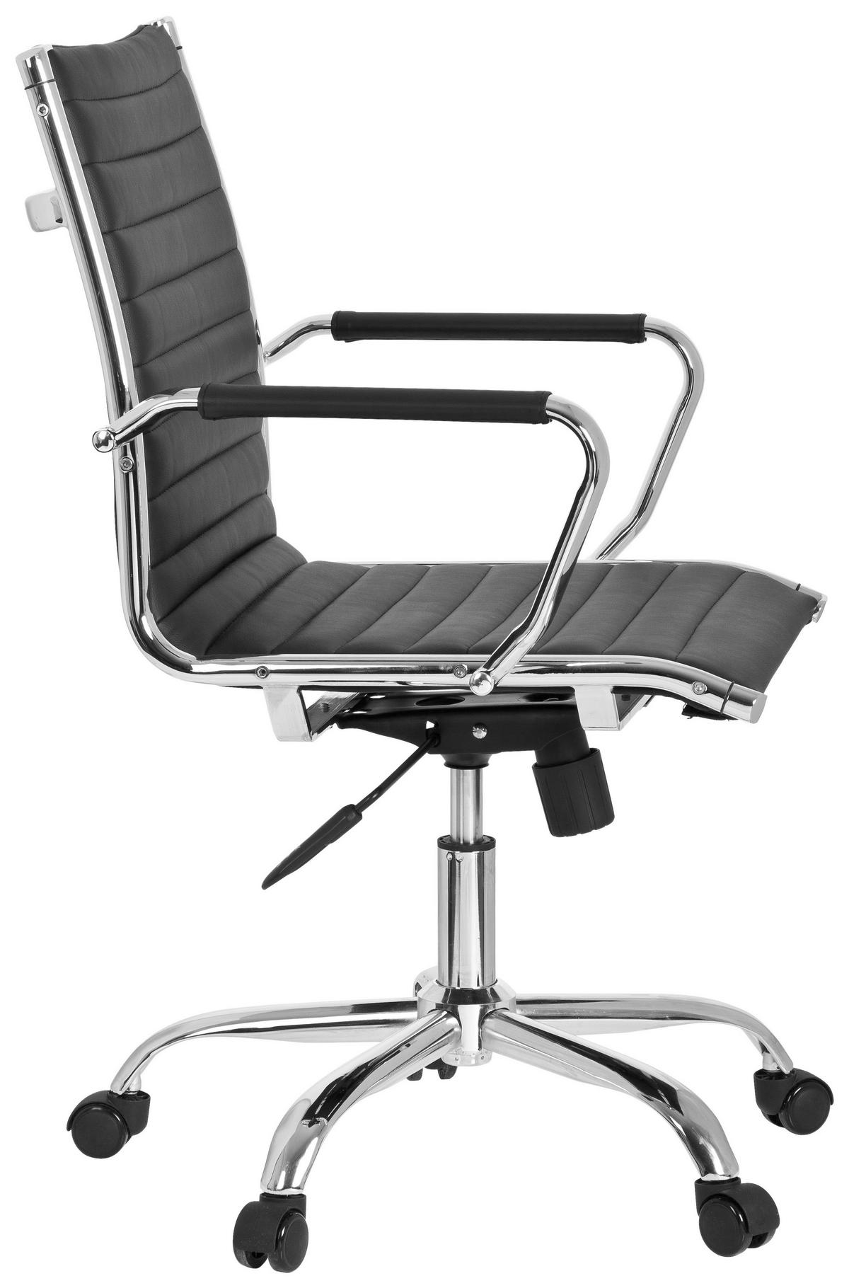 OTOČNÁ ŽIDLE, vzhled kůže, černá - barvy stříbra/černá, Basics, kov/textil (54/102/43cm) - MID.YOU