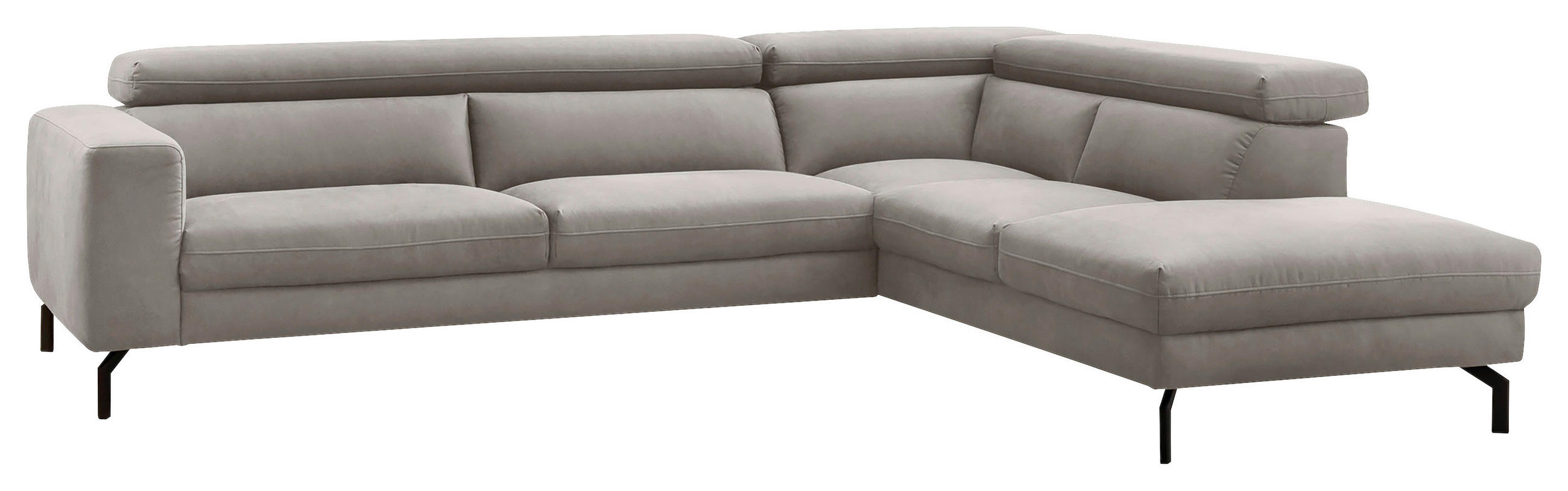 ECKSOFA Silberfarben Mikrofaser  - Silberfarben/Schwarz, MODERN, Textil/Metall (305/233cm) - MID.YOU