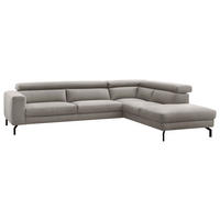ECKSOFA CALIFORNIA Silberfarben Mikrofaser  - Silberfarben/Schwarz, MODERN, Textil/Metall (305/233cm) - Trendmanufaktur
