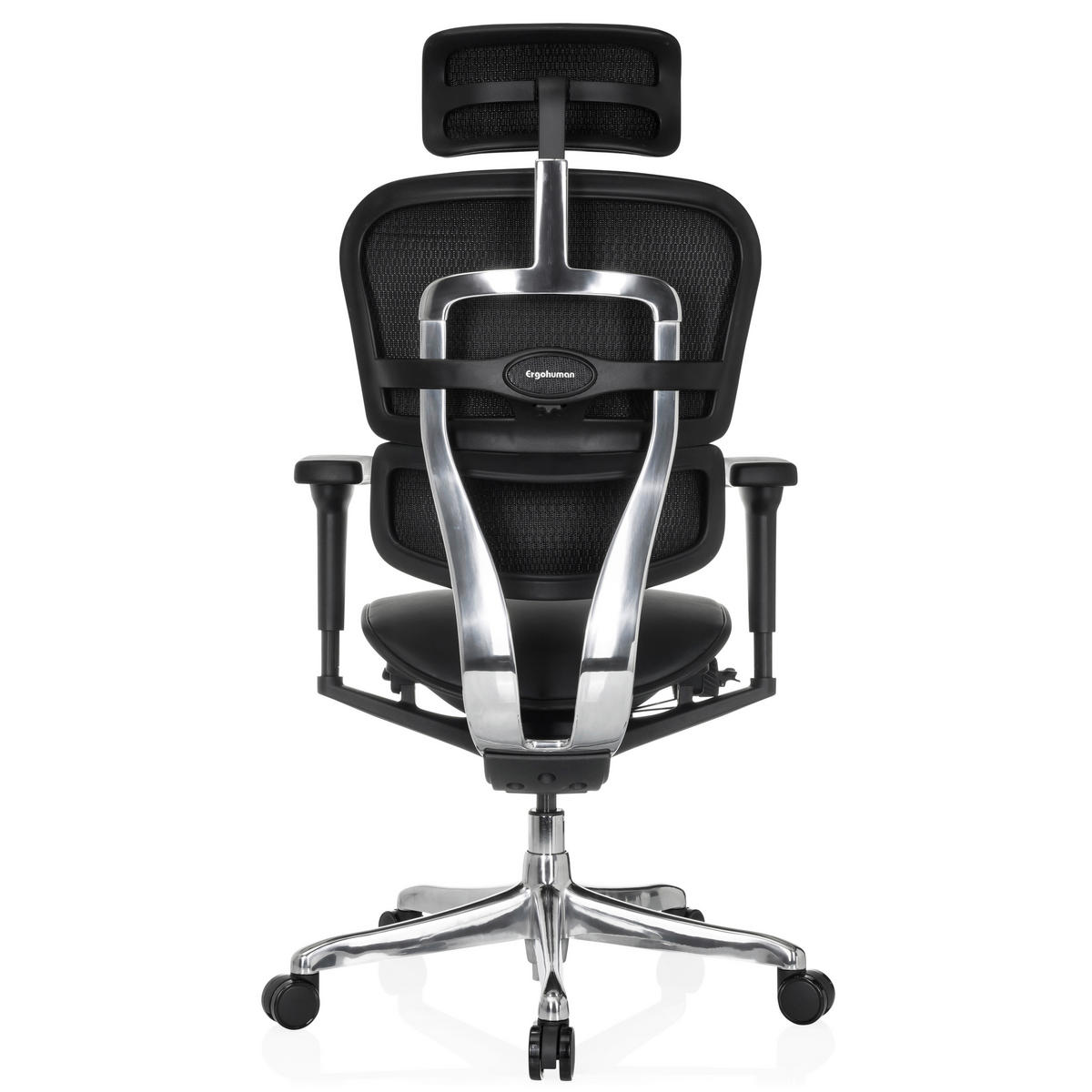 DREHSTUHL Schwarz  - Silberfarben/Schwarz, MODERN, Leder/Kunststoff (65/114-132/60cm) - MID.YOU