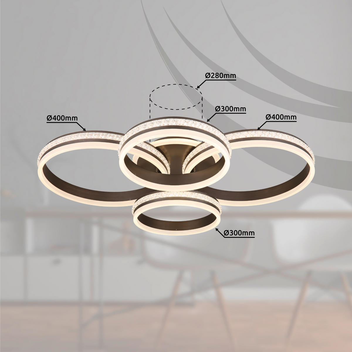 LED-DECKENLEUCHTE 90 W    85/68,5/15 cm  - Klar/Titanfarben, Design, Kunststoff/Metall (85/68,5/15cm) - Globo