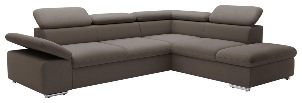 ECKSOFA inkl. Funktion in Flachgewebe Schlammfarben  - Schlammfarben, Modern, Textil/Metall (274/228cm) - Sit & More