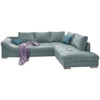 ECKSOFA Hellblau Cord  - Silberfarben/Petrol, Design, Holz/Textil (298/202cm) - MID.YOU