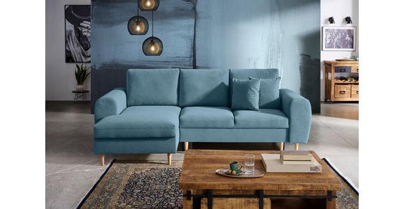 ECKSOFA in Webstoff Blau  - Blau/Naturfarben, KONVENTIONELL, Holz/Textil (145/250cm) - Carryhome