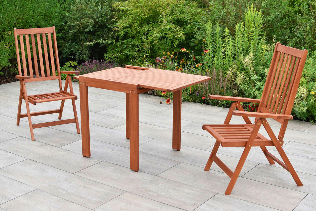 GARTENTISCHGRUPPE  - Eukalyptusholzfarben/Grau, KONVENTIONELL, Holz/Textil - Gardenson