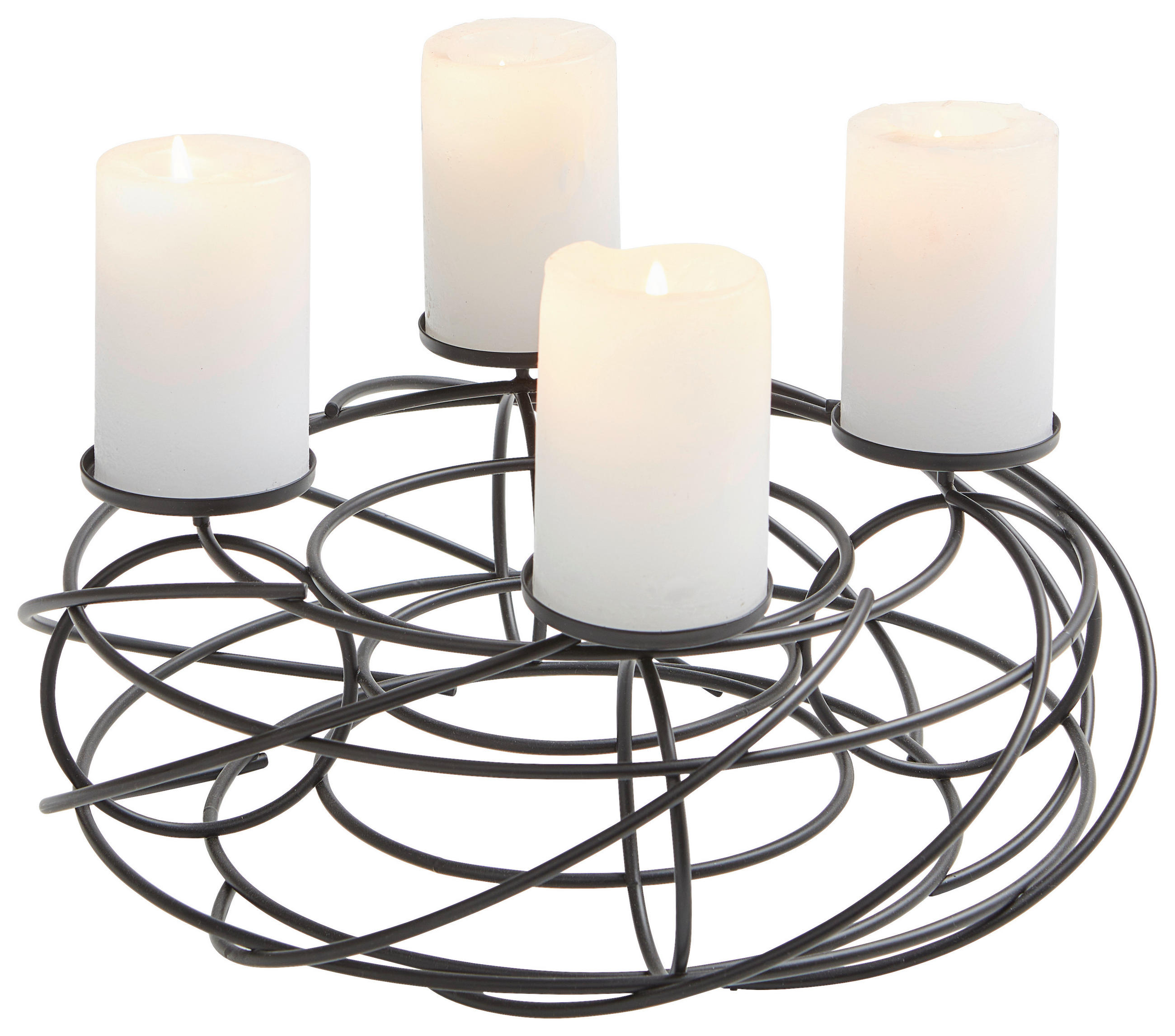 ADVENTKRANZ - Schwarz, Basics, Metall (39cm) - Justinus