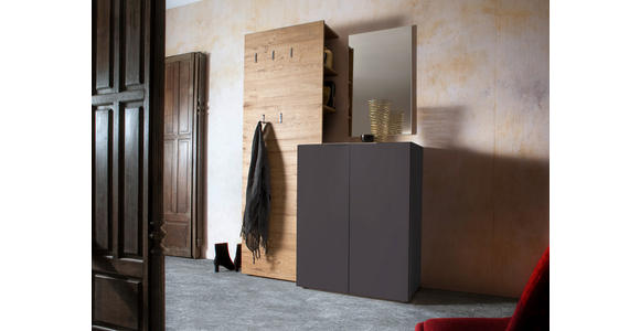 GARDEROBE 3-teilig in 135/190/39 cm - Eichefarben/Anthrazit, Design, Holzwerkstoff (135/190/39cm) - Carryhome