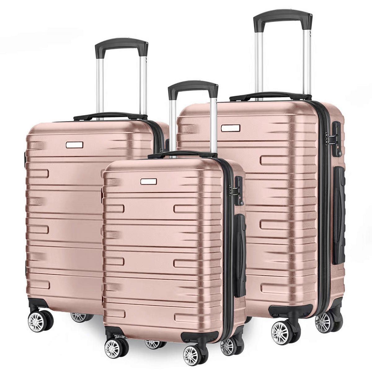 REISEKOFFERSET Rosa 3-teilig  - Rosa, Basics, Kunststoff/Textil - Novel