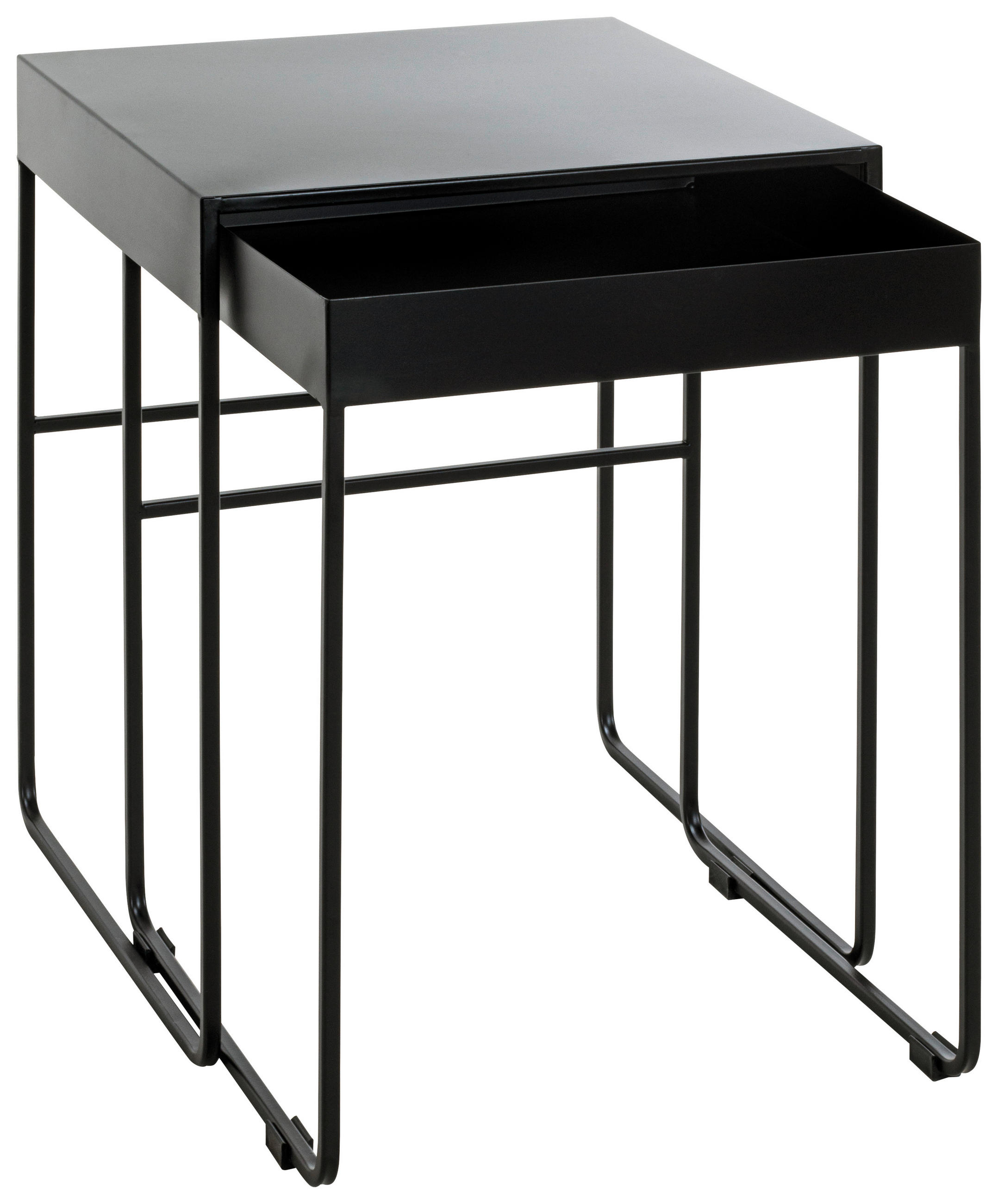 BEISTELLTISCHSET rechteckig Schwarz  - Schwarz, Design, Metall (39-42/39-42/51-54cm)